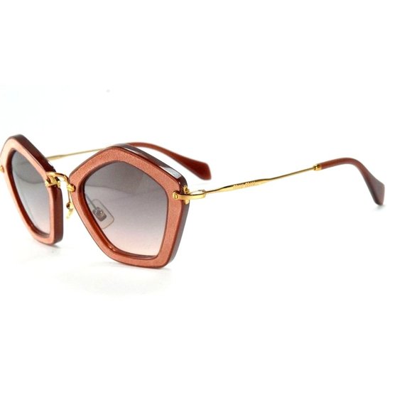 Miu Miu 06O NAP-1E2 Geometric Suede Leather Rimmed / Gray Gradient Lenses main image 5